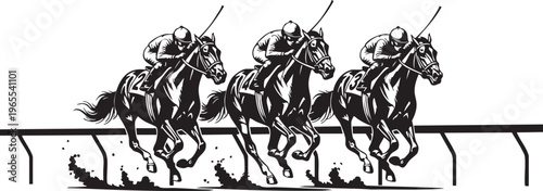 Three horses are pulling a chariot with a man isolated on transparent background, Vector