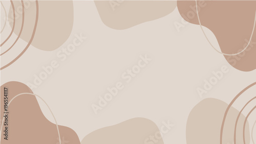 Soft abstract organic shapes vector illustration in neutral beige brown tones