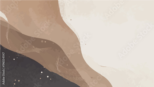 Abstract flowing organic shapes vector illustration in beige white with dark accents