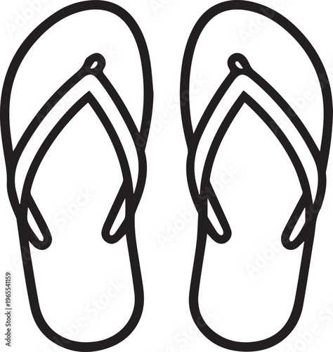 A minimalist illustration of a pair of simple flip-flops, symbolizing casual leisure and relaxation, suggesting carefree days and seaside escapes.