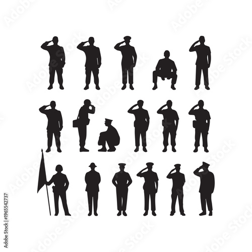 Professional Military Silhouette Collection for Memorial, Patriotic, and Commemorative Graphic Design Projects. 