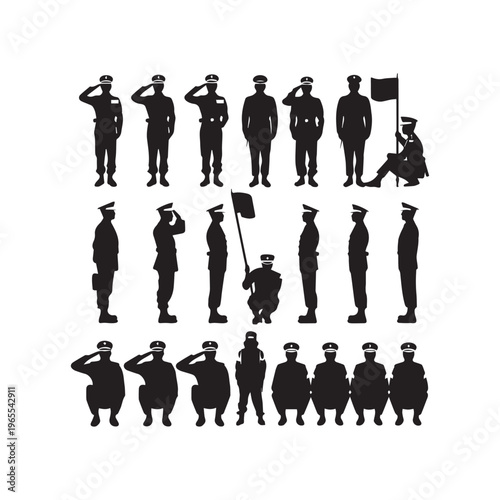 Professional Military Silhouette Collection for Memorial, Patriotic, and Commemorative Graphic Design Projects. 