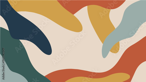 Colorful abstract wavy organic shapes vector illustration in vibrant rainbow palette