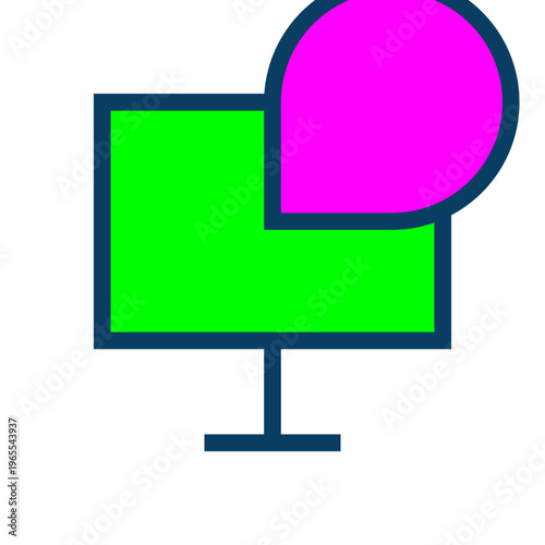 A blank digital computer monitor with green screen and 3d speech bubbles on a flat panel LCD display for business technology illustration