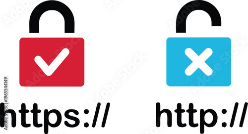 Secure and insecure website connection icons