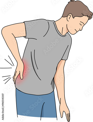 Common Pain Symptoms Illustration – Back, Stomach and Chest Pain
