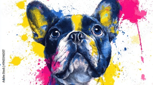 French bulldog portrait with colors