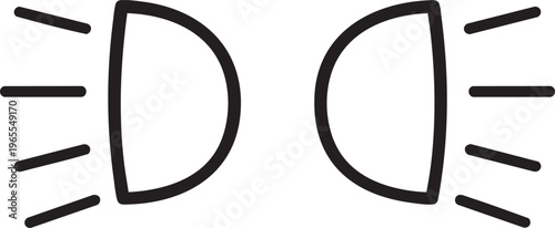 Car headlight symbol simple outline icon for dashboard and vehicle interface representing low beam lights isolated on white