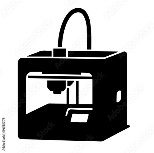 3D Printer Machine Vector Silhouette Illustration For Additive Manufacturing Rapid Prototyping And Creative Technology Design Elements