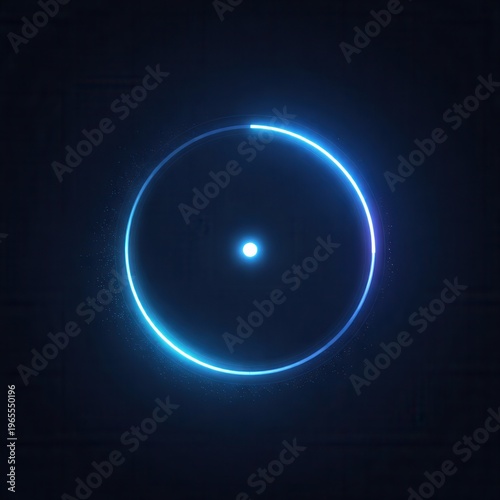 Neon glowing circle with light pulse on dark background futuristic abstract technology design