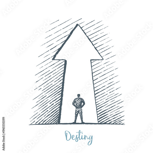 Destiny Sketch - person standing before upward arrow illustration