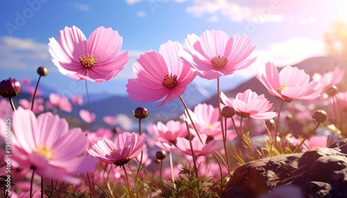 Ephemeral blooms under a radiant sky