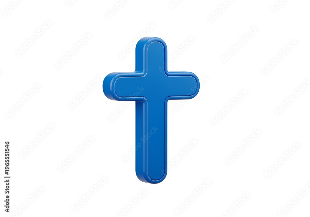 Fototapeta premium 3D blue cross symbol isolated on transparent background
