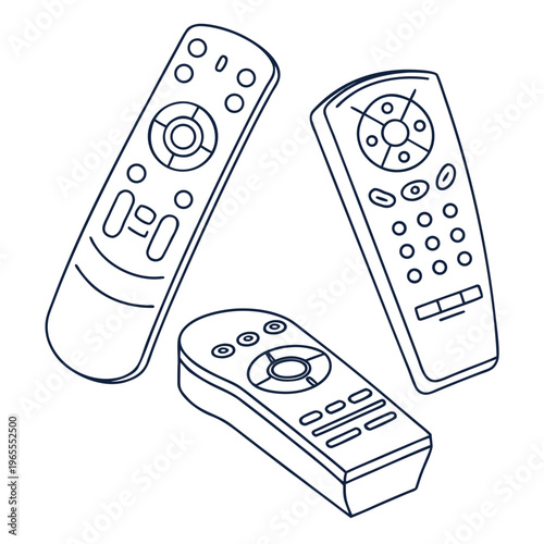 Set of remote controls icons - entertainment and technology devices
