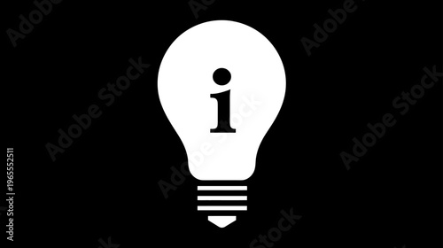 Information Idea Light Bulb Icon. Creative Solution Concept. Thinking and Advice Symbol on Black Background.