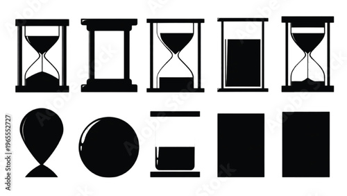 Set of project deadline silhouettes with timeline pressure and completion stage elements