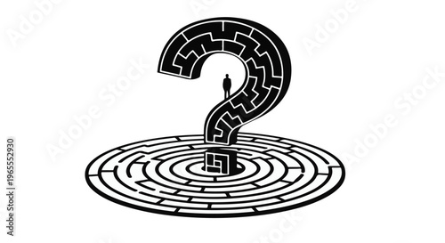 question mark maze puzzle problem solving concept