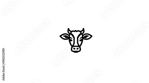 Simple Cow Head Outline Icon Vector. Minimalist Bovine Animal Face Line Art Graphic. Farm Livestock Symbol for Agriculture Design