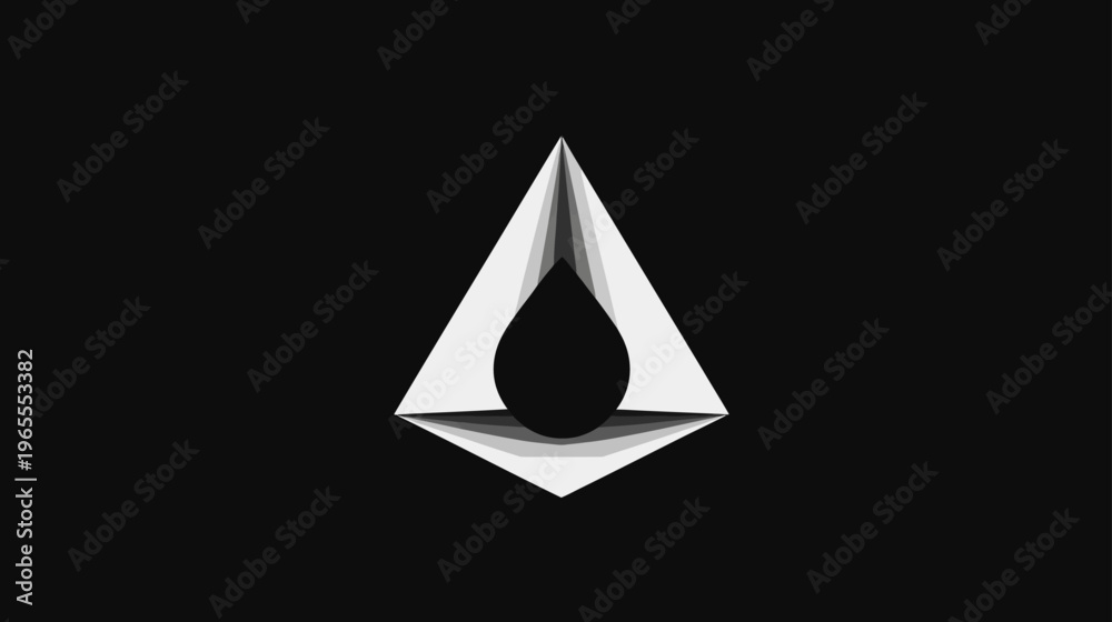 Fototapeta premium Sleek Geometric Triangle with Droplet Shape. Modern Minimalist Abstract Black and White Graphic Design Element for Concepts.