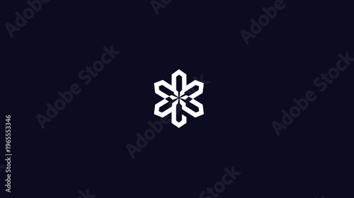 Abstract geometric six-petal flower or snowflake shape on a dark background, elegant modern design element