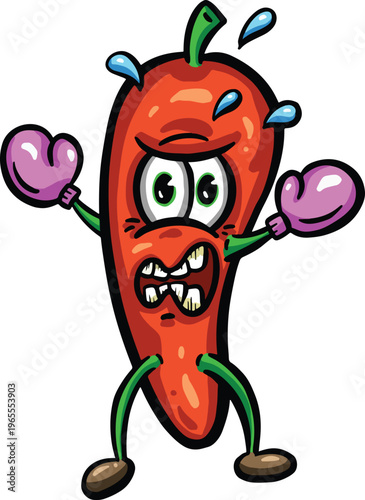 Hot Chilli Jalapeno Vector Cartoon Illustration Spicy Character