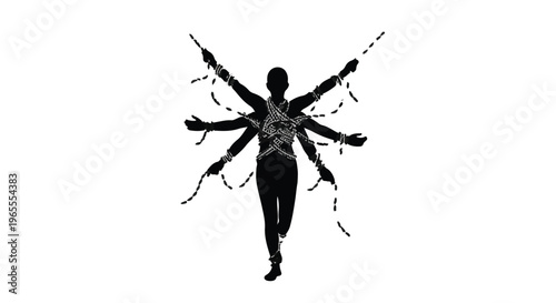 many arms person for multitasking and technology concepts