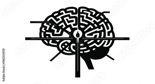 Brain with maze inside, symbolizing problem solving and thinking