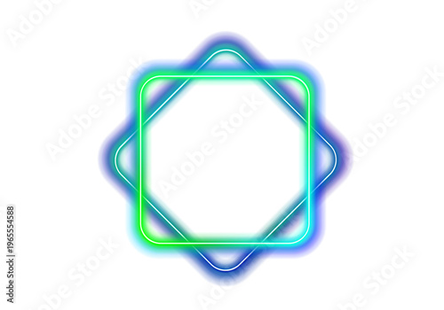 Neon rounded rectangle frame glowing with blue and pink gradient light. Soft diffusion creates depth and smooth transitions. Ideal for social media banners and digital overlays.