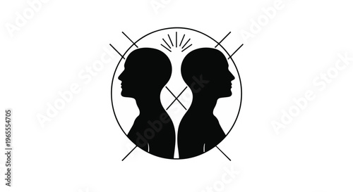 silhouette of two people heads facing each other