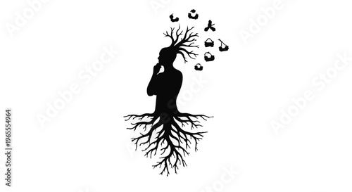 person roots thinking silhouette creative mind