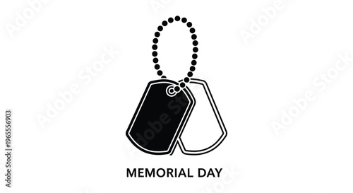 Memorial Day dog tags, military identification, black and white vector icons, symbolic accessories