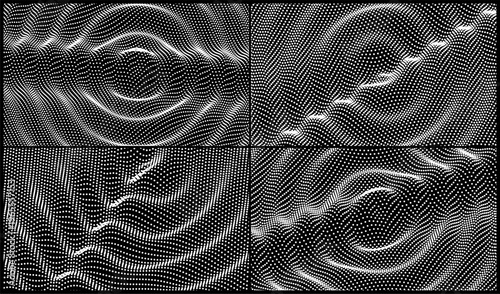 Abstract wavy background. Ripple effect. Grid surface. Wrinkled surface texture. Sound visualization. Black and white. 3D illustration for brochure, poster, cover, card, presentation, flyer or banner.