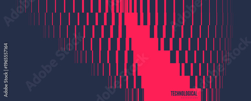 Lines dynamically descend and diverge. A break or crack. Geometric pattern. Symmetry. Multiple stripes of varying thickness. Vector for a brochure, poster, cover, card, presentation, or banner.