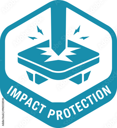 Impact Protection Icon Badge for Safety Equipment and Durable Product Packaging Design