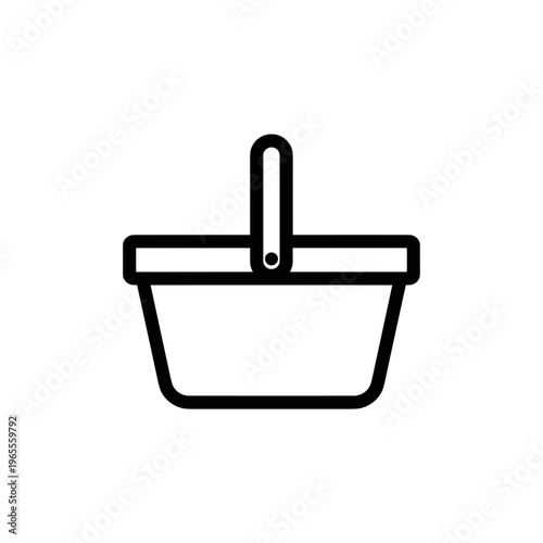Simple black line art shopping basket.