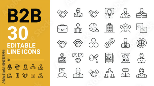 A professional icon set design featuring business and technology symbols for a modern office workspace environment with various communication and collaboration elements