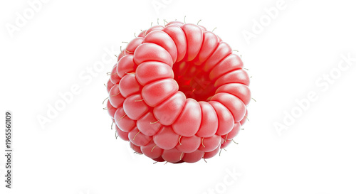 Single Ripe Raspberry on White Background