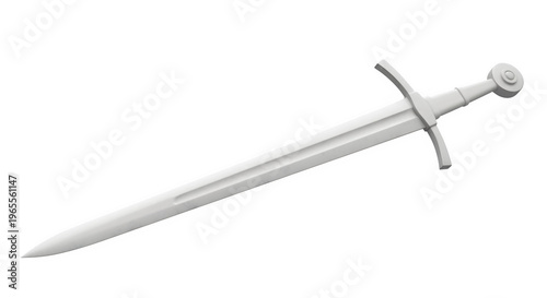 A silver sword lies diagonally on a transparent background with its tip pointing left.