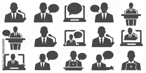 Business professionals communicate effectively using technology in a modern office setting with laptops and presentations