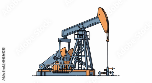 Stylized oil pump jack extracts resources from the earth