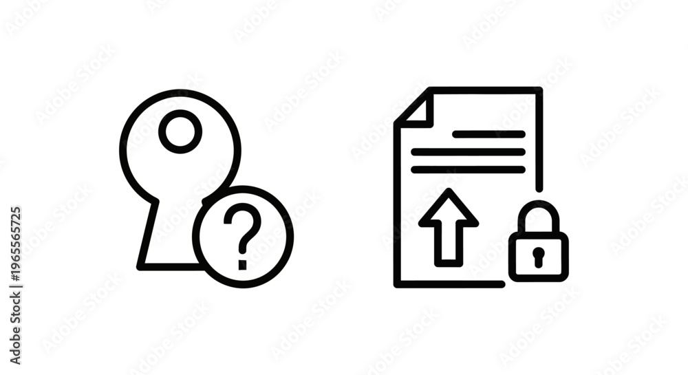 Fototapeta premium Access request and permission request icons: security, privacy, and user authentication concepts, question mark