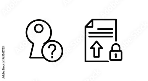 Access request and permission request icons: security, privacy, and user authentication concepts, question mark