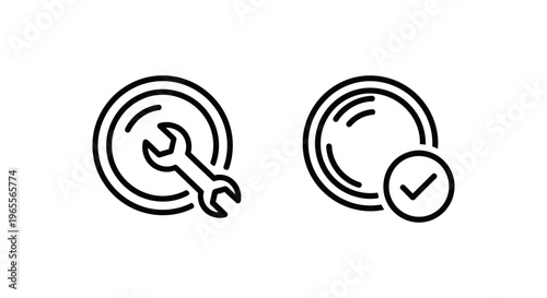 Photography lens correction and fix icons set. outline vector symbol for optical adjustments, camera repair, settings, or quality improvement