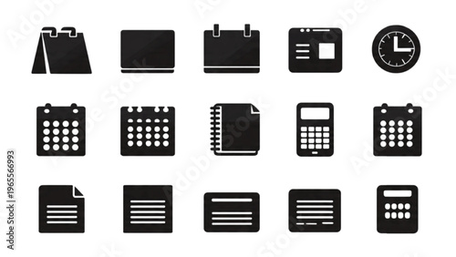 Set of service booking silhouettes with reservation flow and scheduling process elements