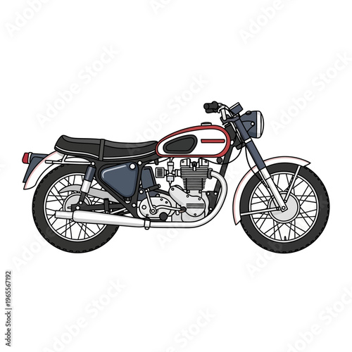 Classic Motorcycle Illustration - Vintage Style Two-Wheeler