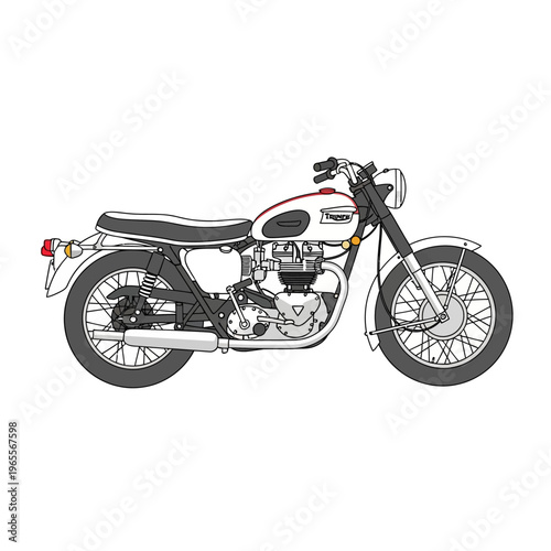 Classic Triumph Motorcycle Illustration - Vintage British Motorcycle