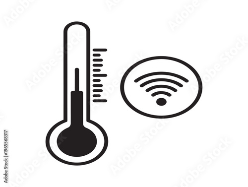 Smart wi fi thermometer icon for temperature monitoring