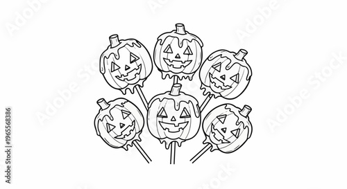 Spooky jack-o'-lanterns on sticks, dripping icing, sweet treats