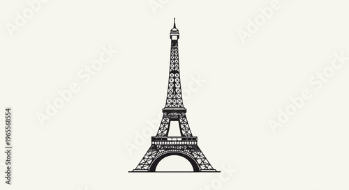 Stylized black and white illustration of a tall tower with arched base