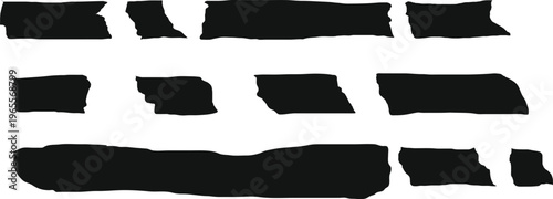 frames made of torn paper with jagged edges. Set of black torn paper edge shapes. Rectangle torn paper shape. Headline, calligraphy border, irregular jagged black border shapes symbol. vector illustra